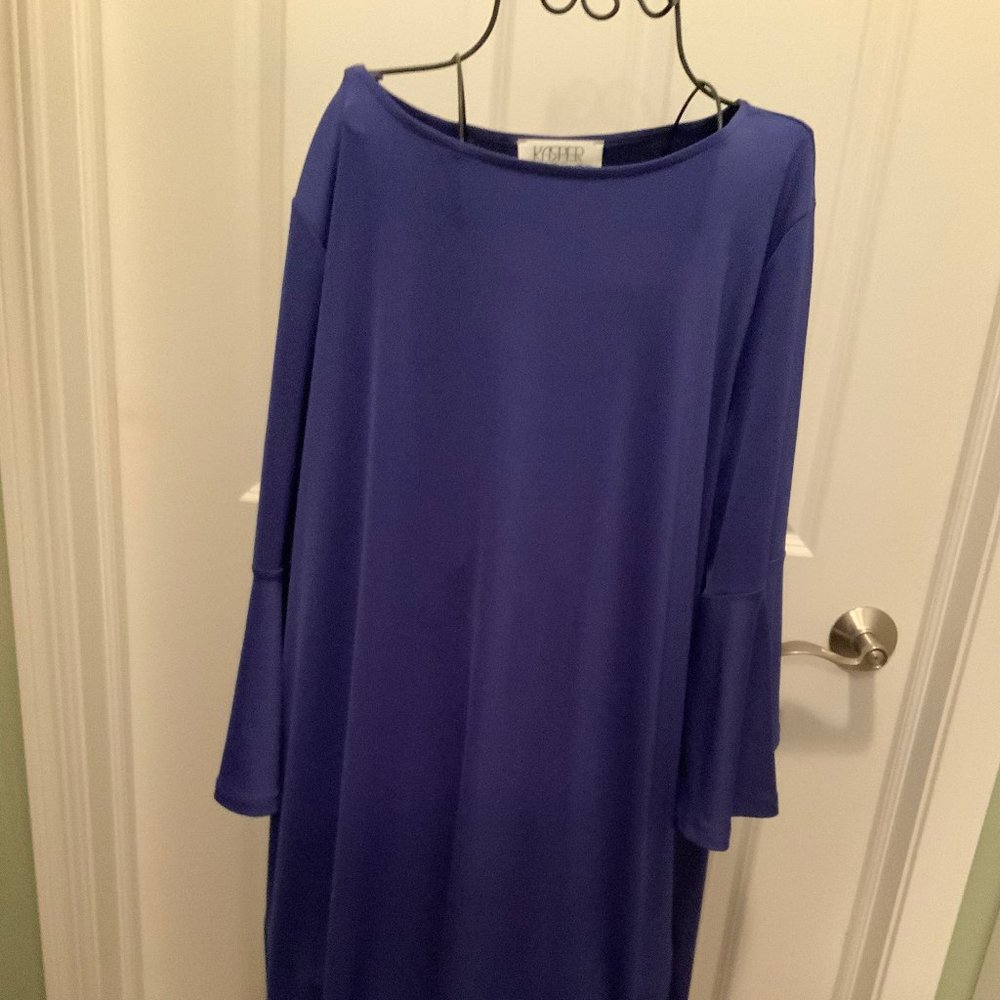Kasper Blue Knee Length Dress 3/4 Sleeve Size 1X